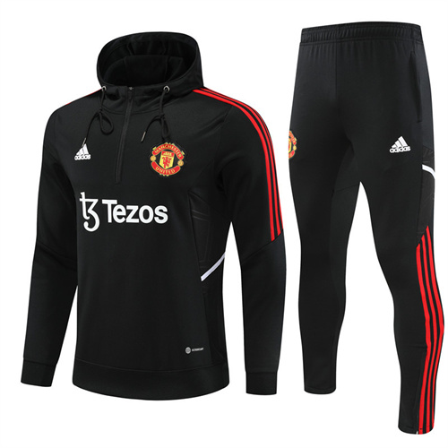 AAA Quality Manchester Utd 22/23 Hoodie Tracksuit - Black/Red